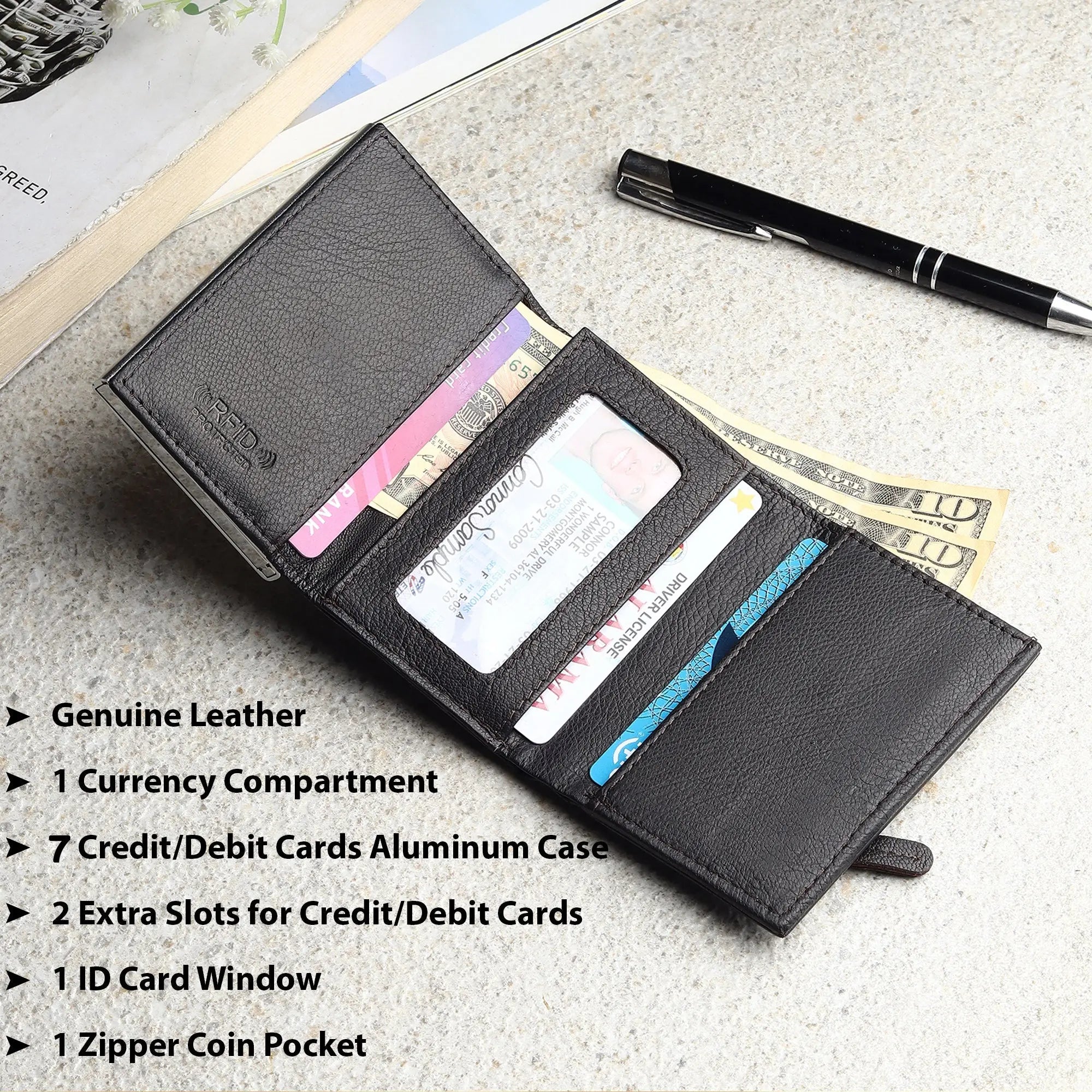 RFID Pop-up Metal Case Wallet