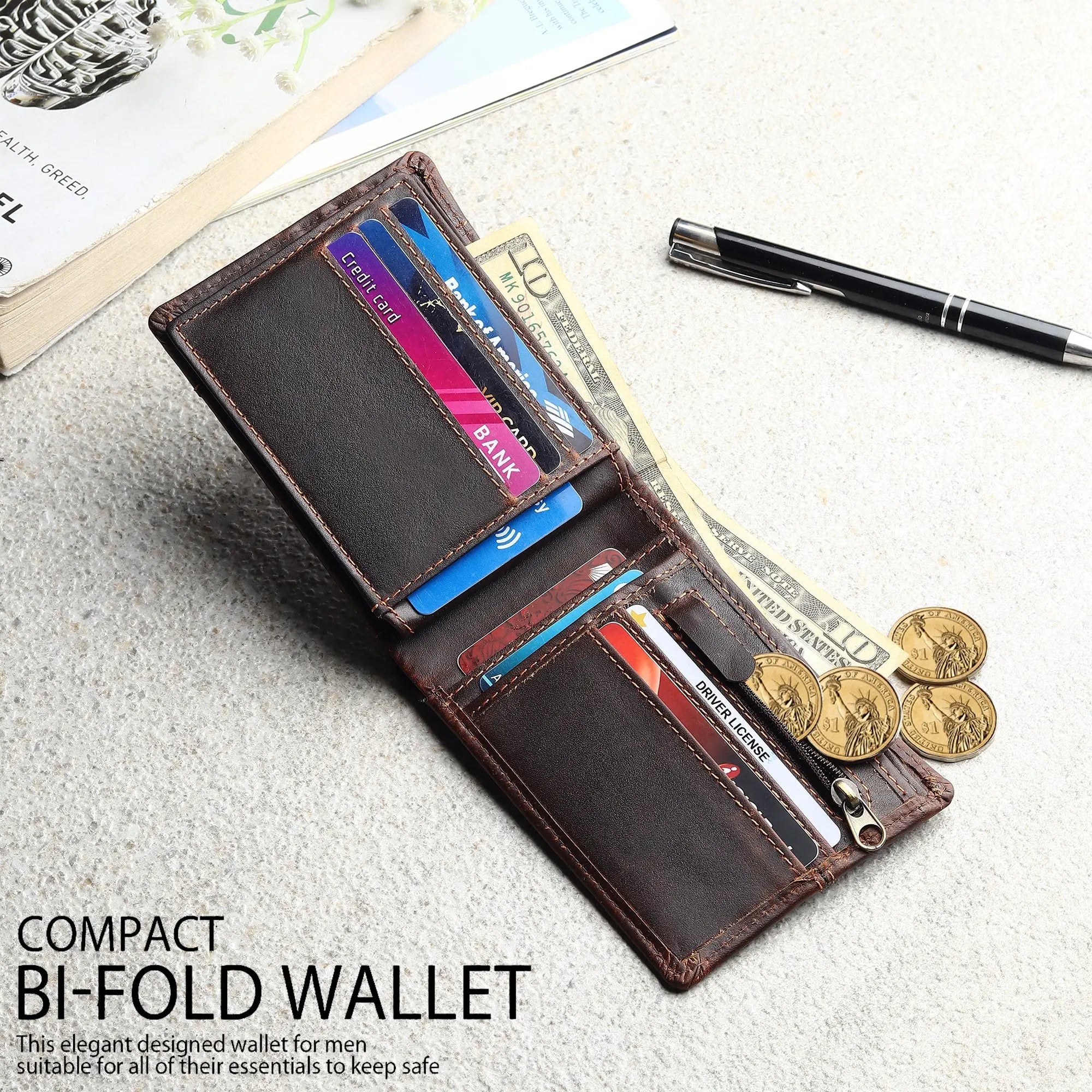 RFID Wallet 8 Card Slots-Coffee Brown