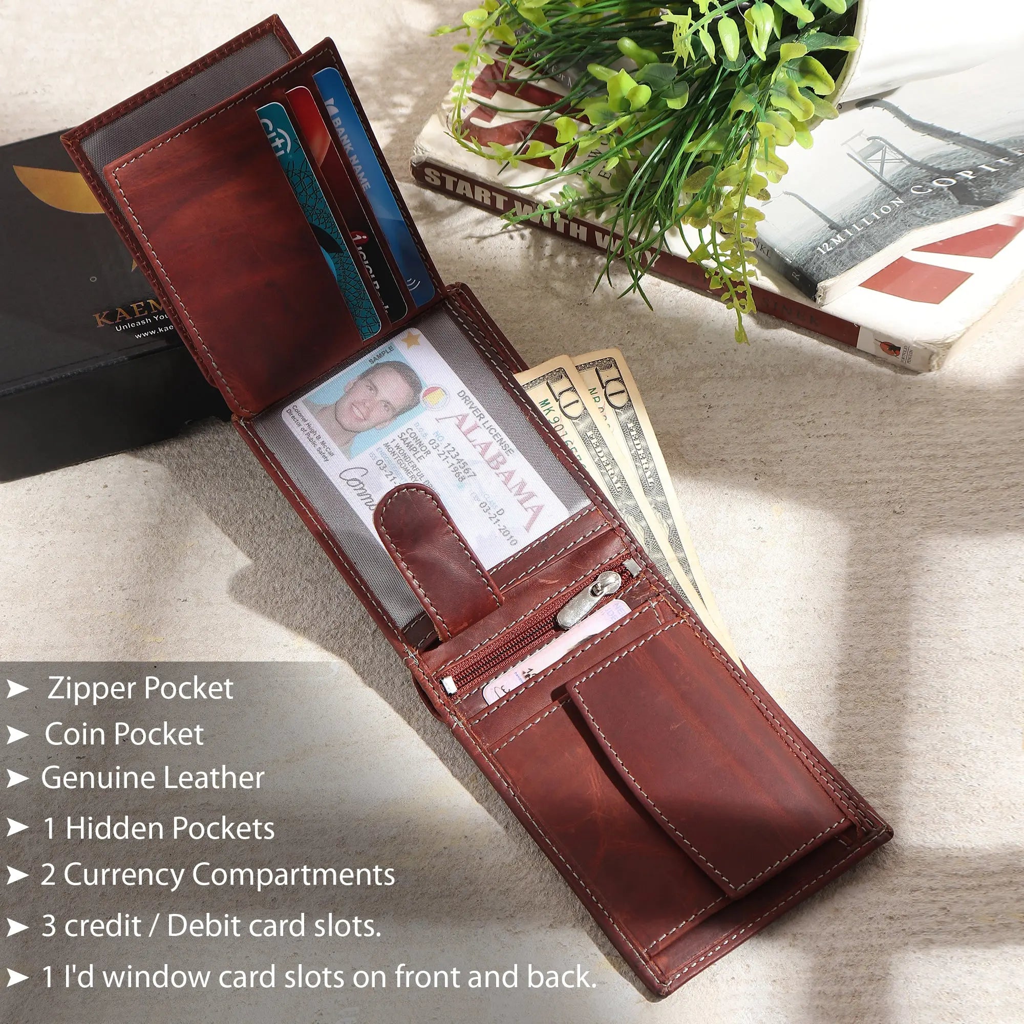 Leather Wallet – 11 Card Slots – Brown My Store