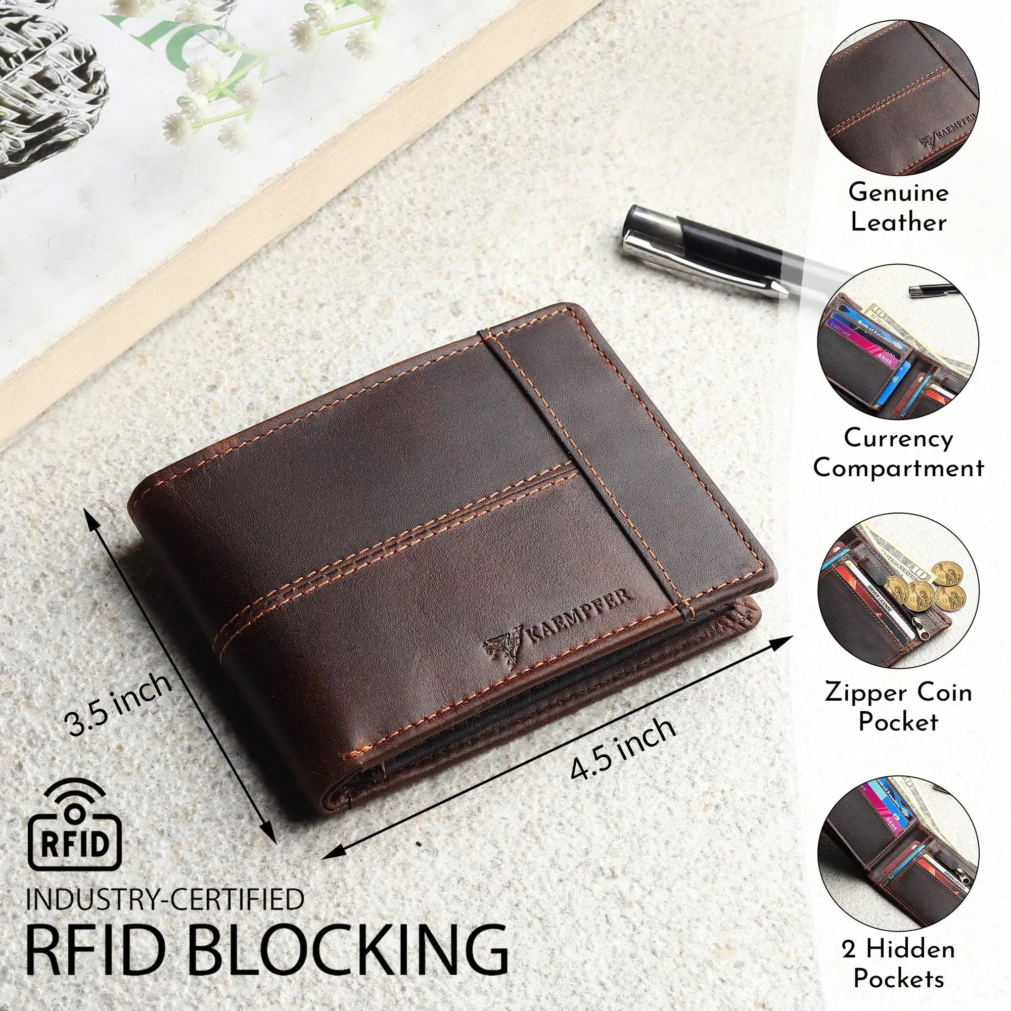 RFID Wallet 8 Card Slots-Coffee Brown