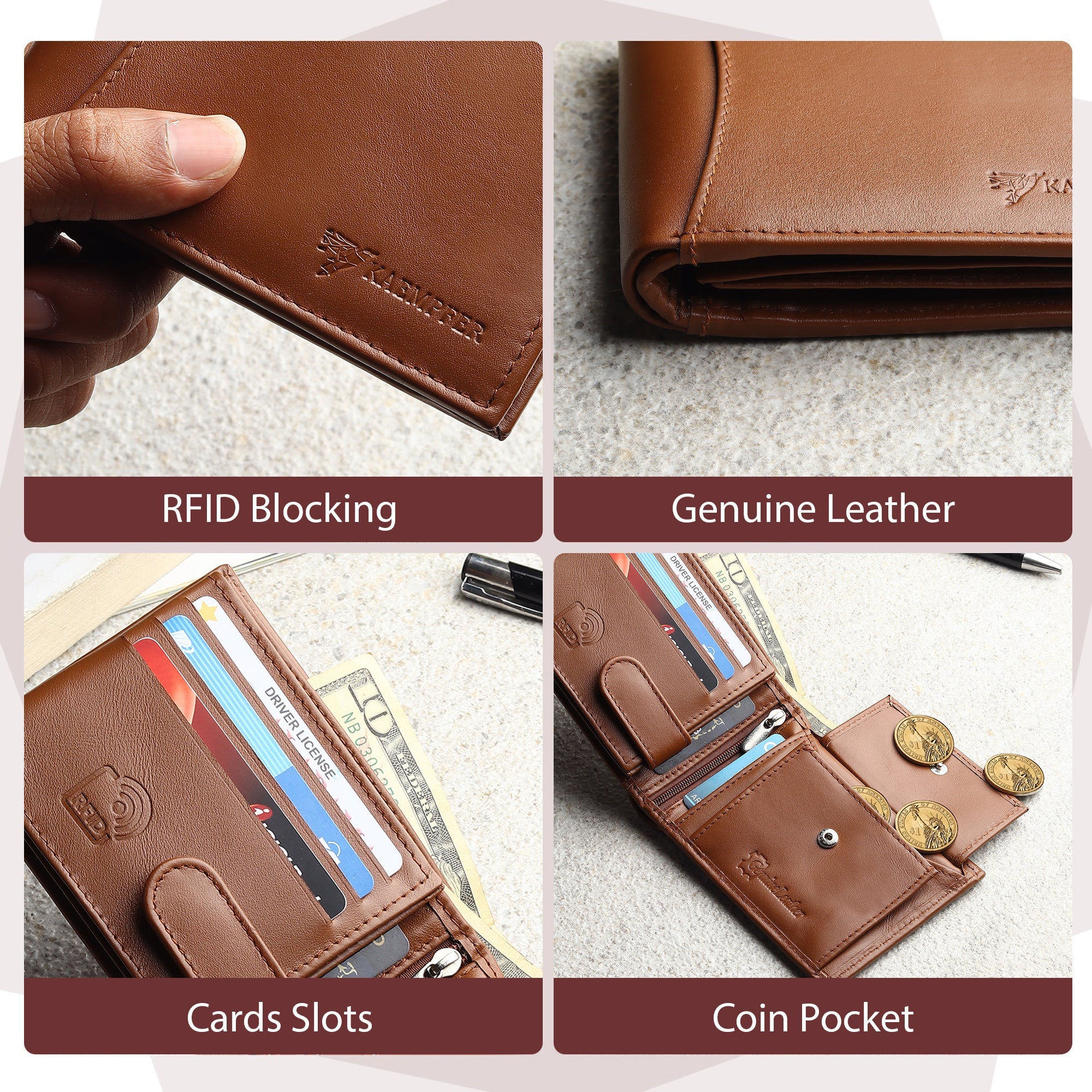 RFID Wallet with Zipper Pocket