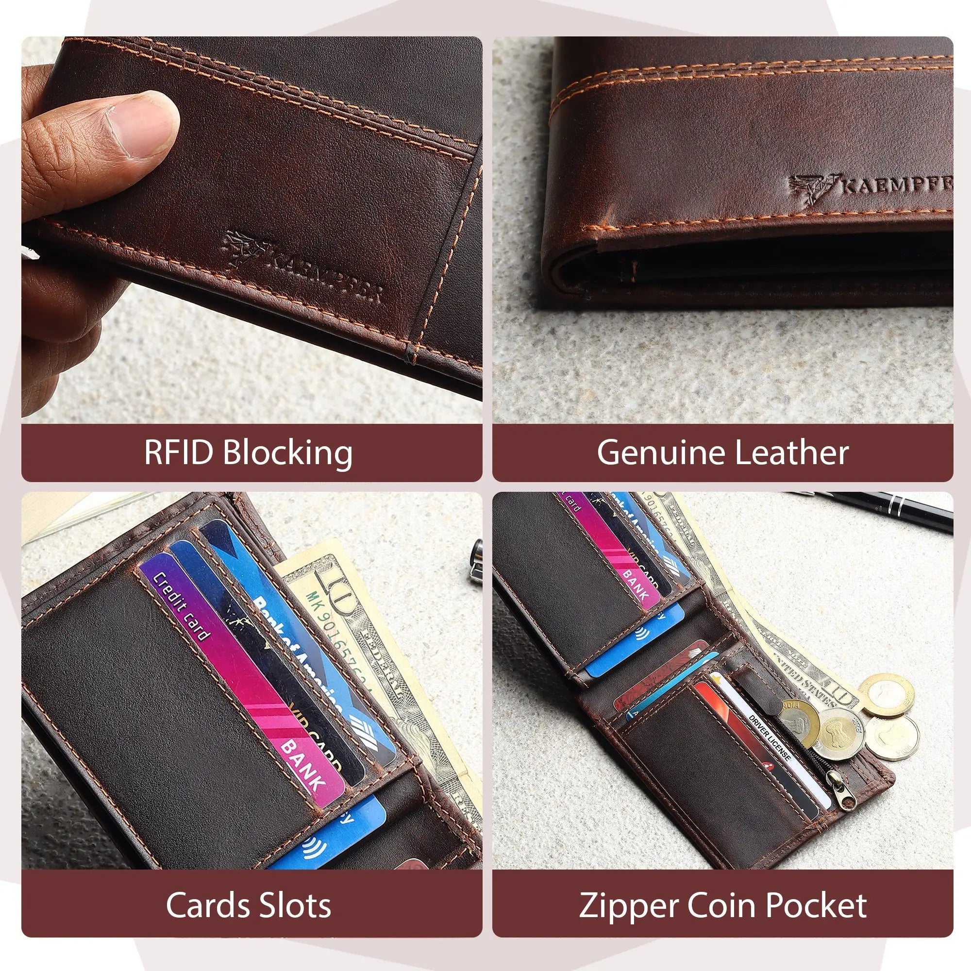 RFID Wallet 8 Card Slots-Coffee Brown
