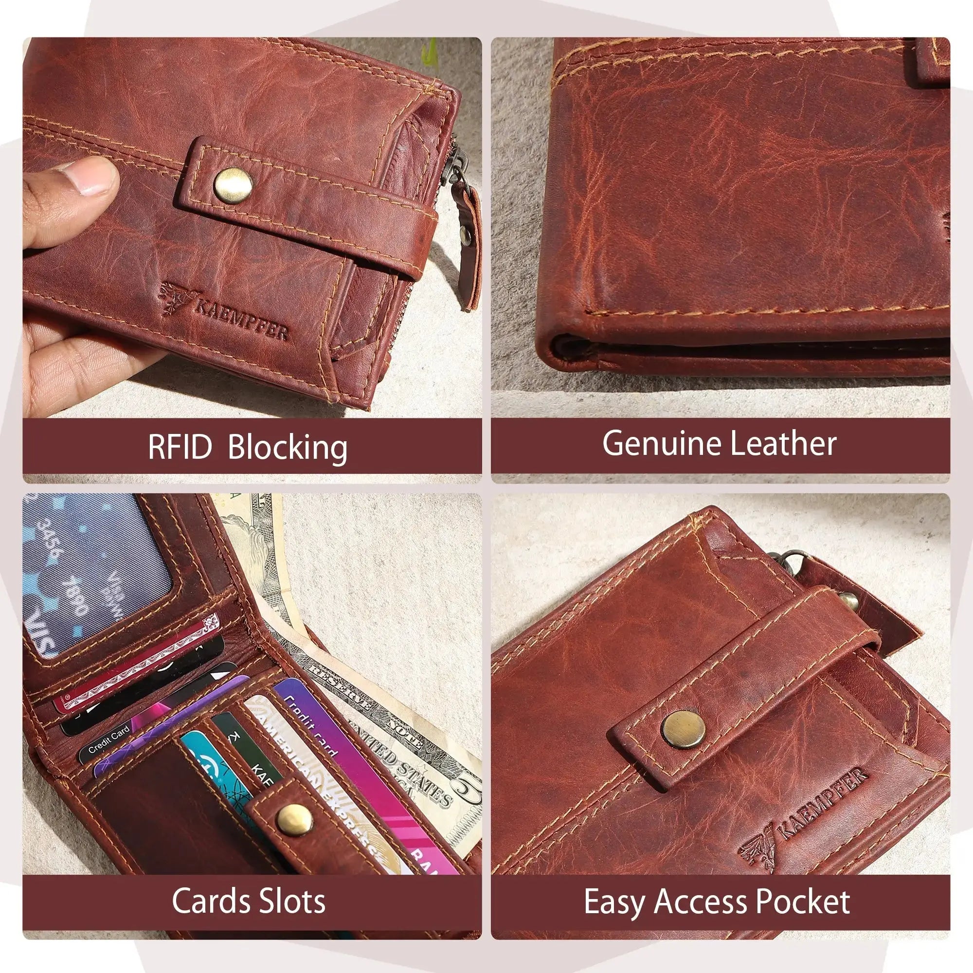 Genuine Leather Wallet 9 Card Slots – Brown My Store