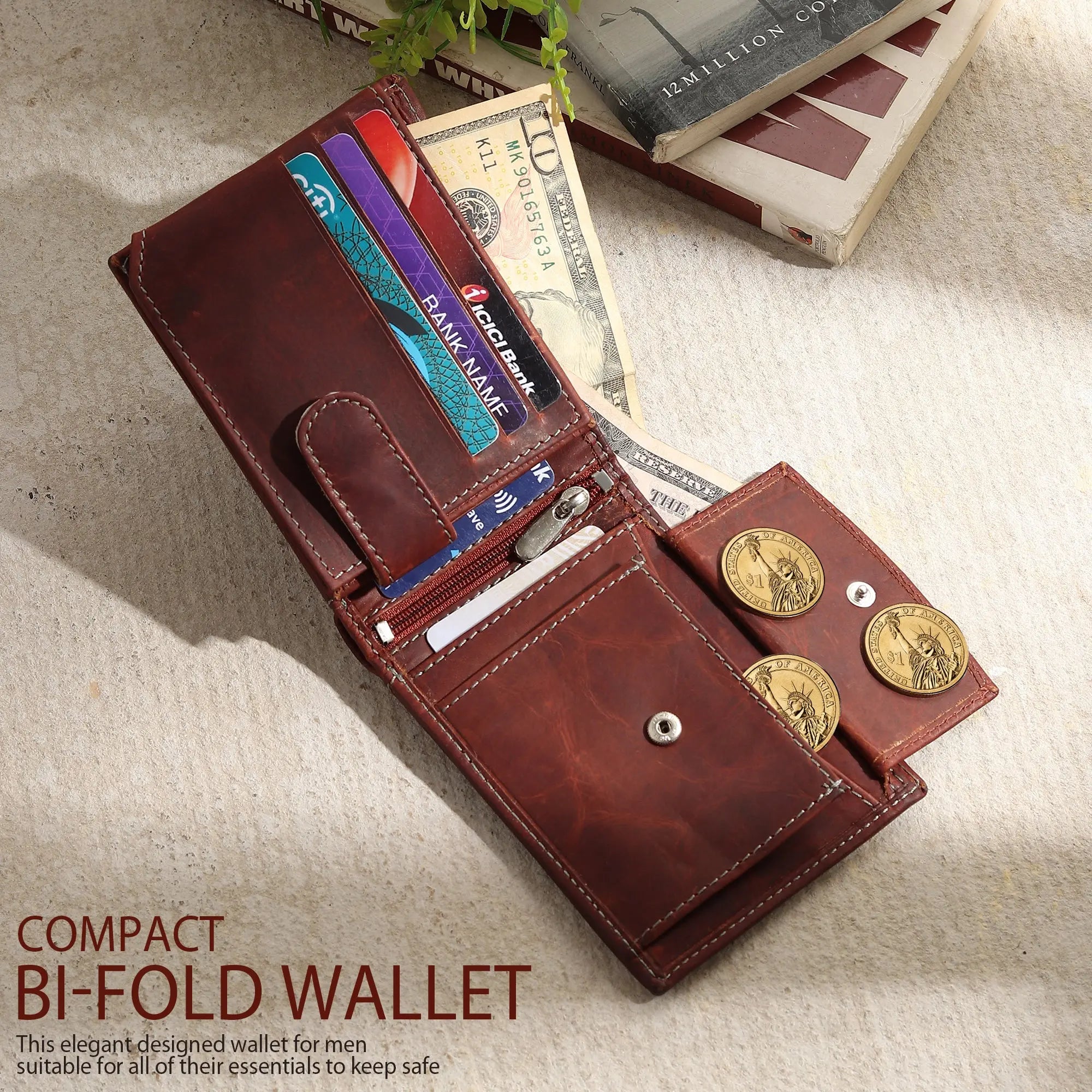 Leather Wallet – 11 Card Slots – Brown My Store