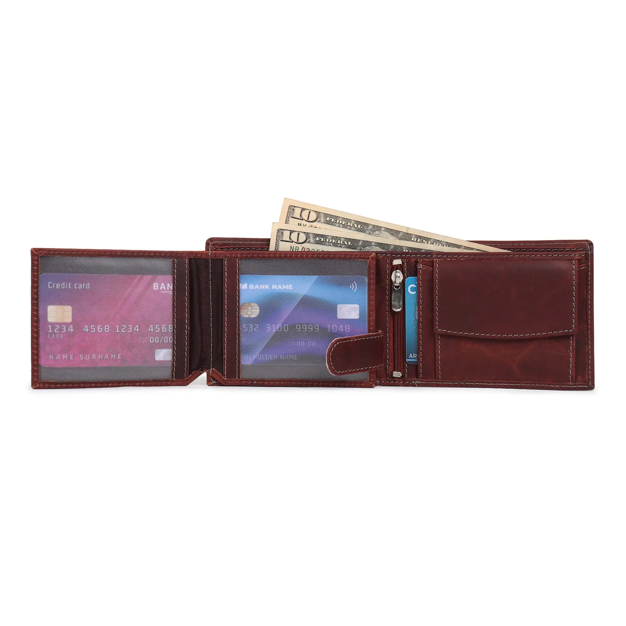 Leather Wallet – 11 Card Slots – Brown My Store