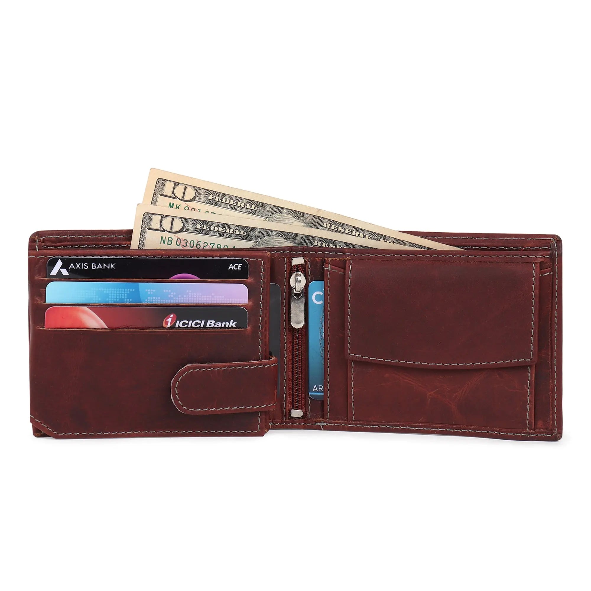 Leather Wallet – 11 Card Slots – Brown My Store